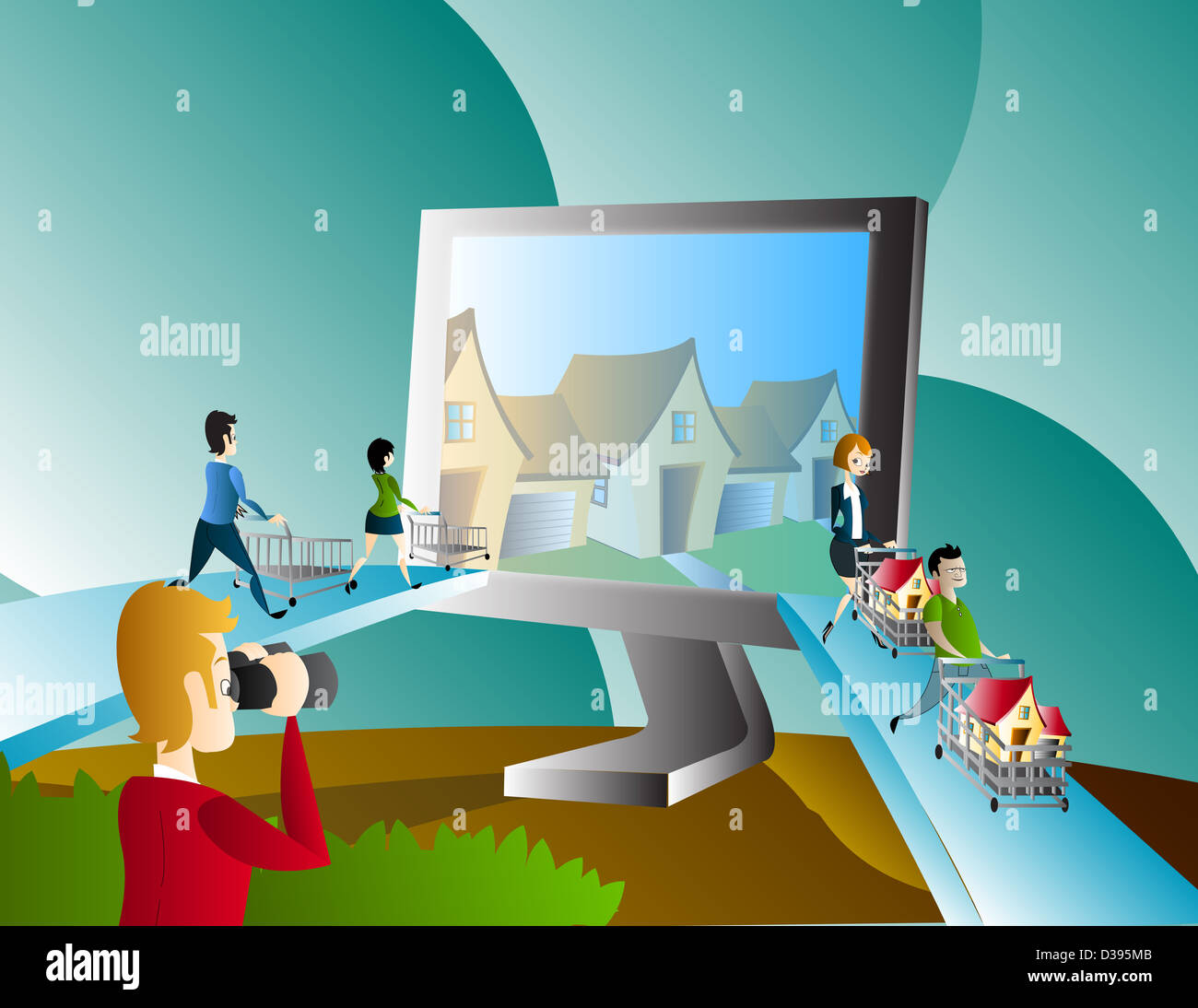 Illustration of online property hunt Stock Photo