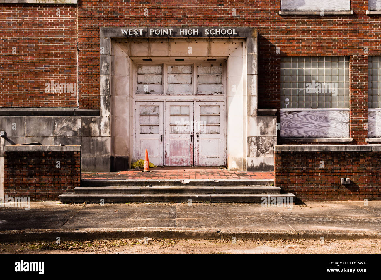 The Entrance To Old West Point High School In West Point Georgia Stock 