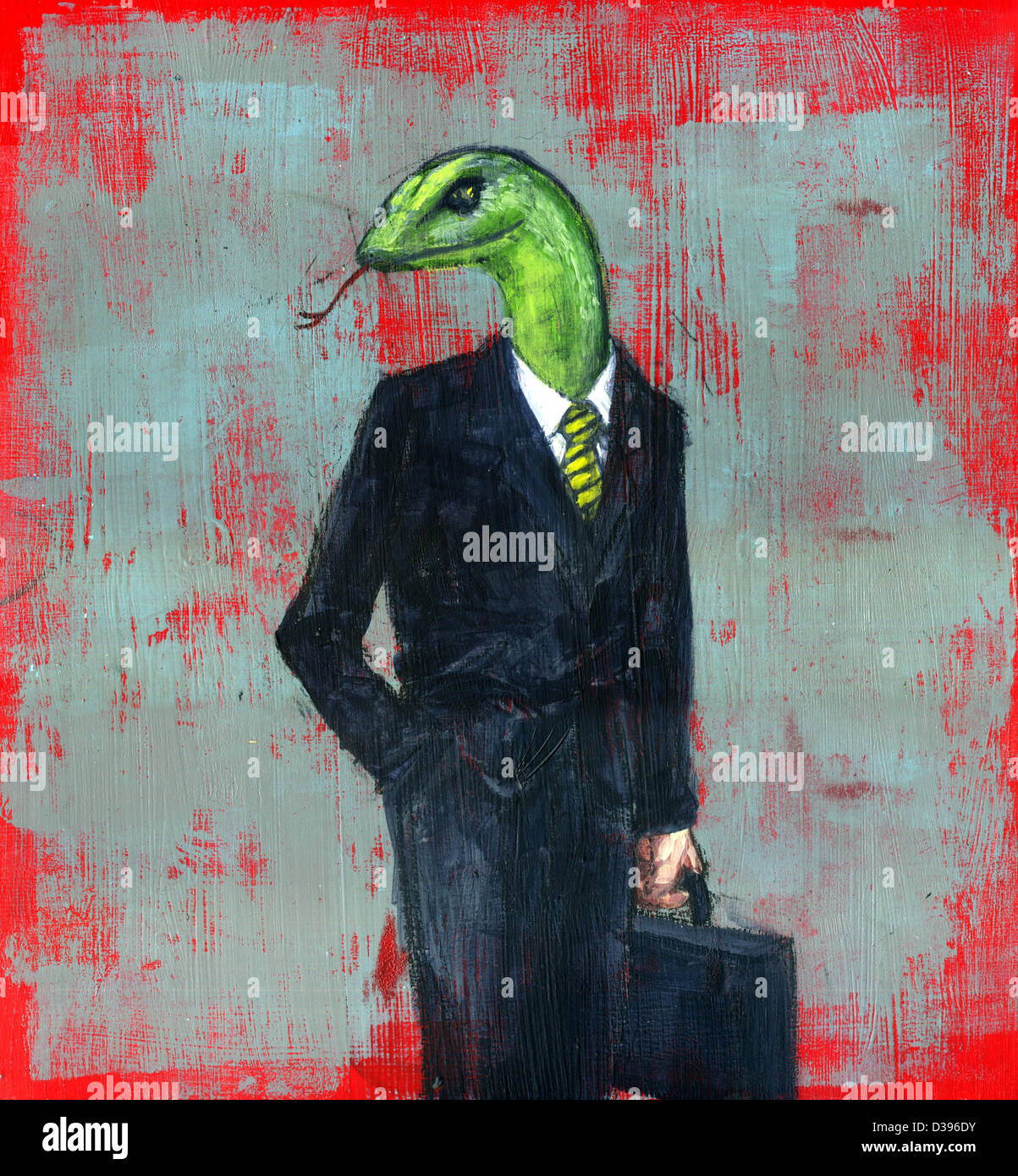 Conceptual illustration of businessman with snake head depicting dishonesty Stock Photo