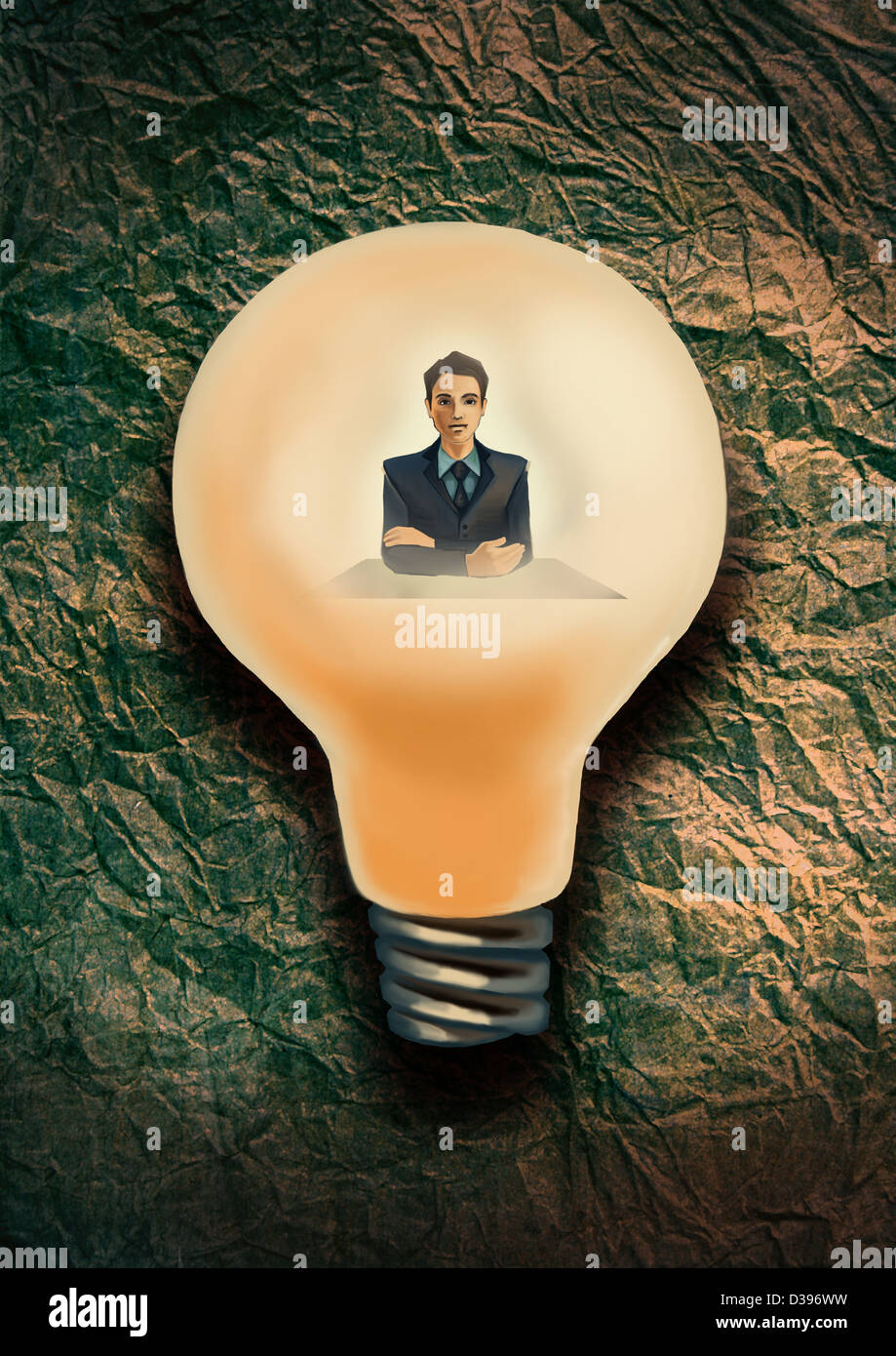 Illustrative image of professional male consultant in bulb Stock Photo