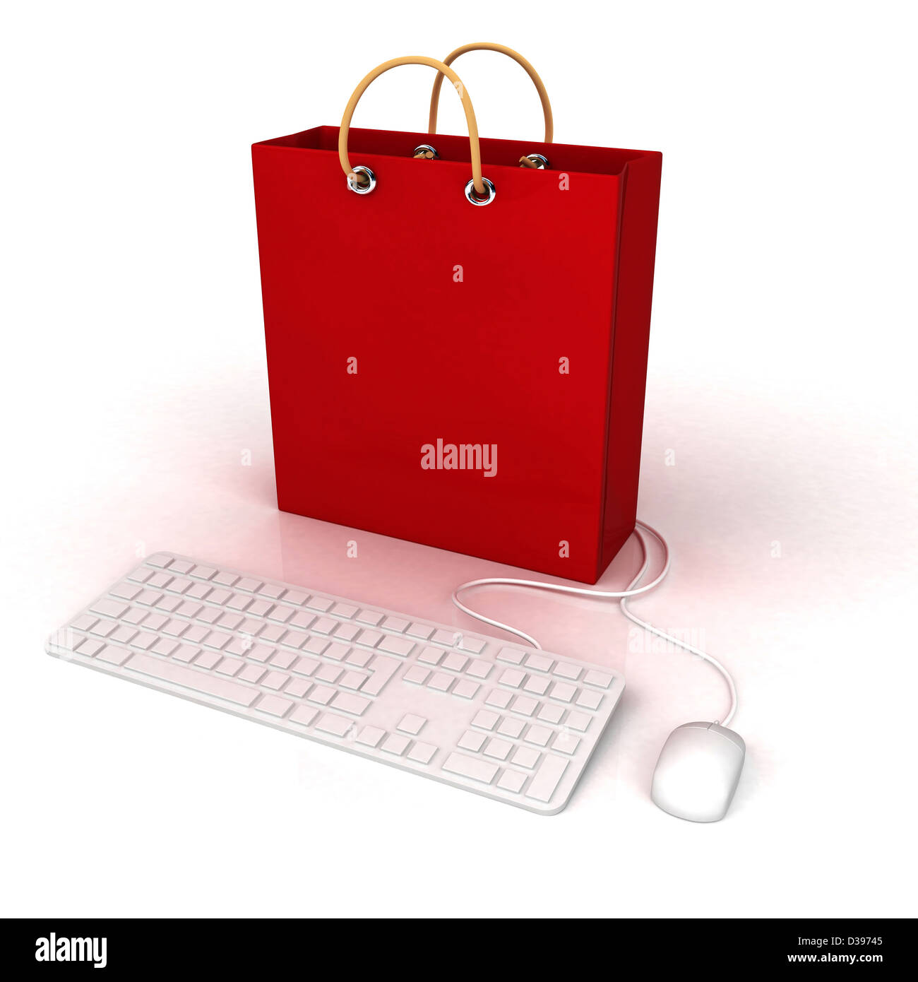 Conceptual shot of online shopping over white background Stock Photo