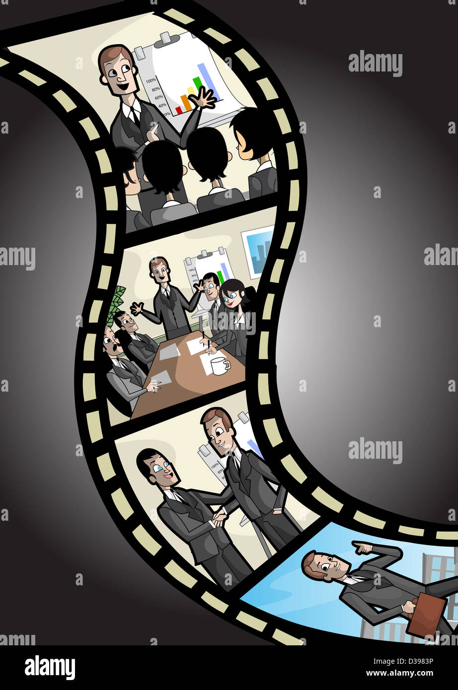 Film reel with professionals print depicting the concept of business life cycle Stock Photo