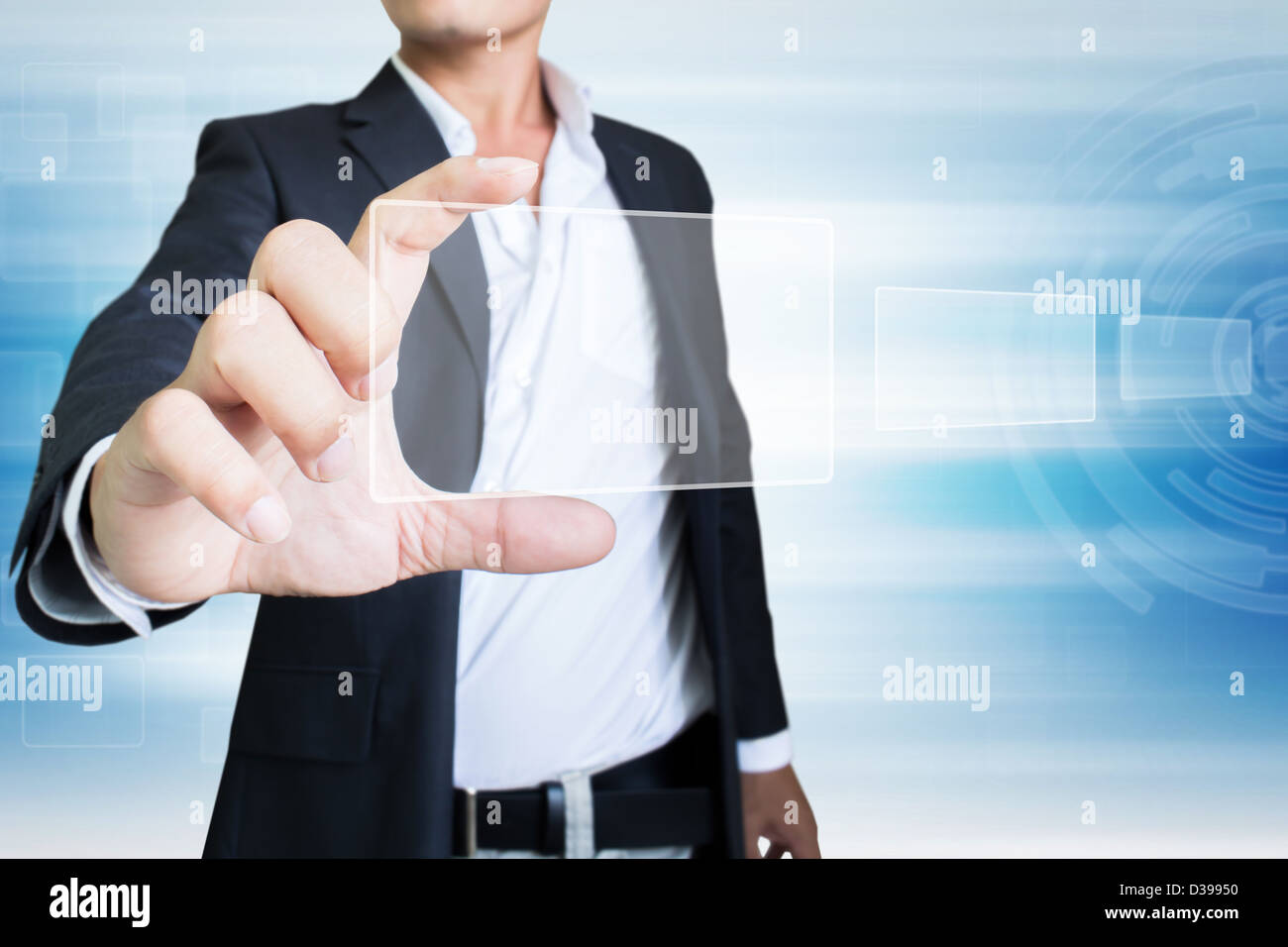 Business Holding Futuristic Screen Stock Photo