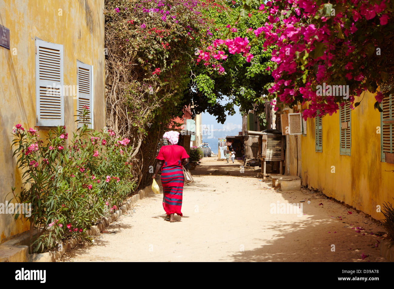 Rue Bouffles, Ile de Goree, Senegal, Africa Stock Photo
