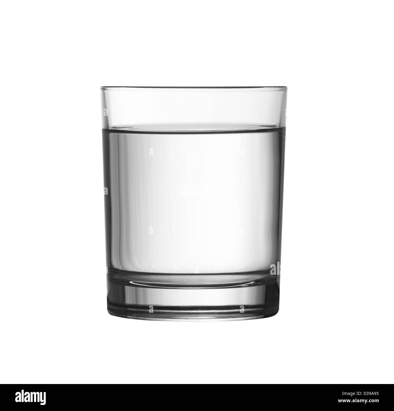 low full of water glass isolated on white with clipping path included Stock Photo