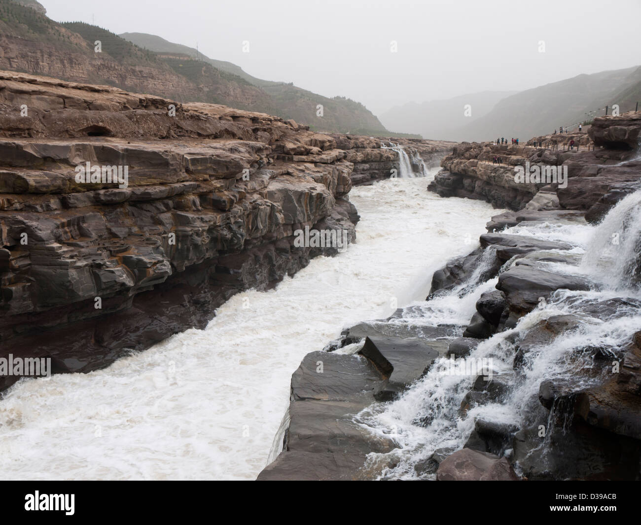 Hu Kou Waterfalls of the Yellow River, China. Stock Photo