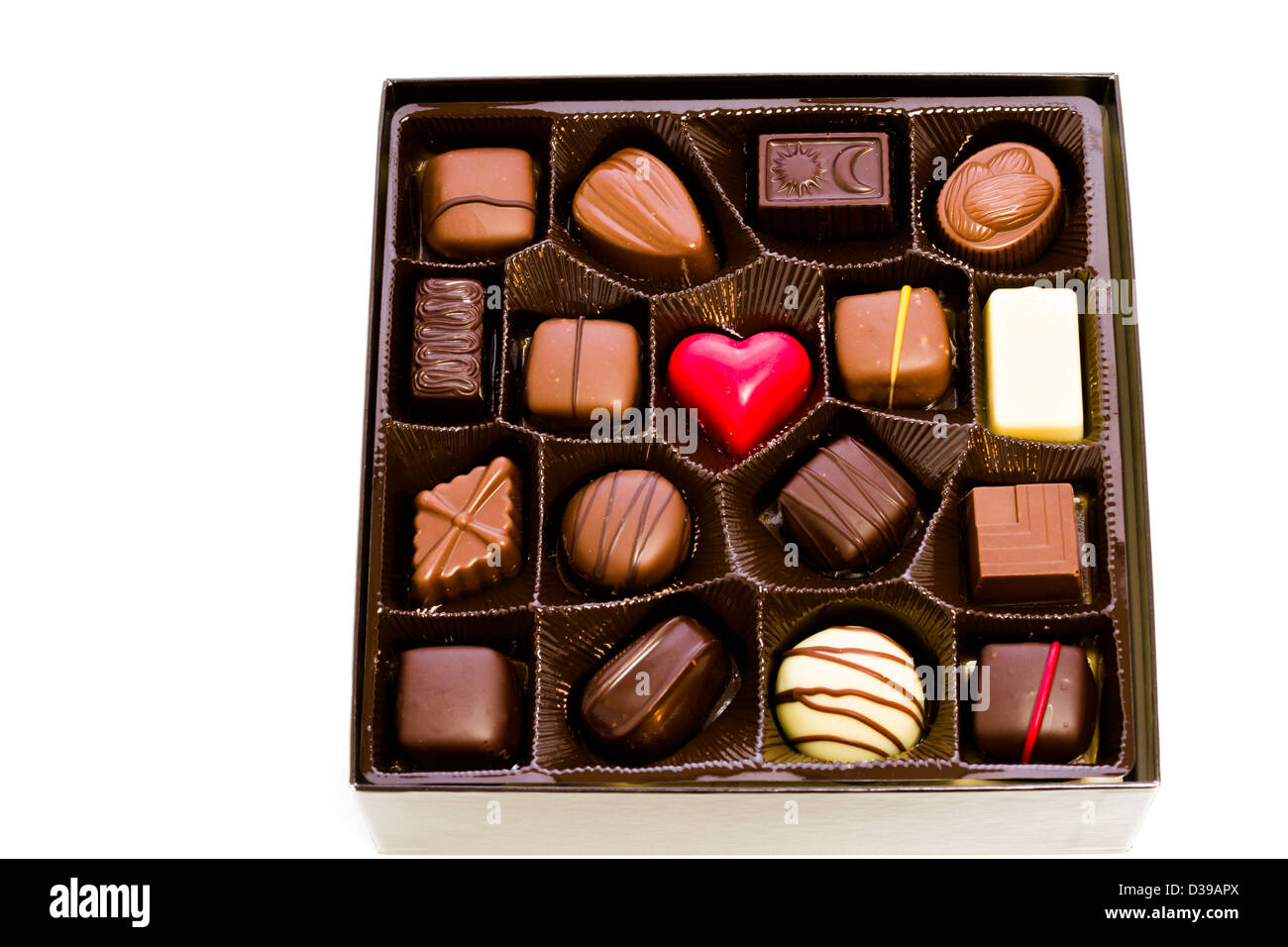 Assorted gourmet chocolate in a box Stock Photo Alamy