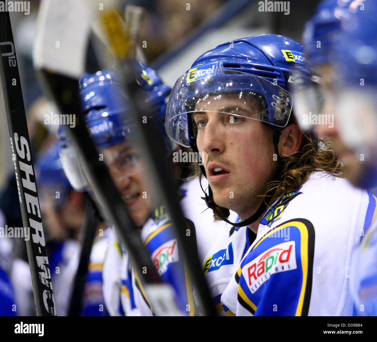 Glasgow, Scotland, UK. 13th February 2013. Elite Ice Hockey League Braehead Clan v Hull Stingrays Braehead Arena.  Clan win 4-1. Credit:  ALAN OLIVER / Alamy Live News Stock Photo