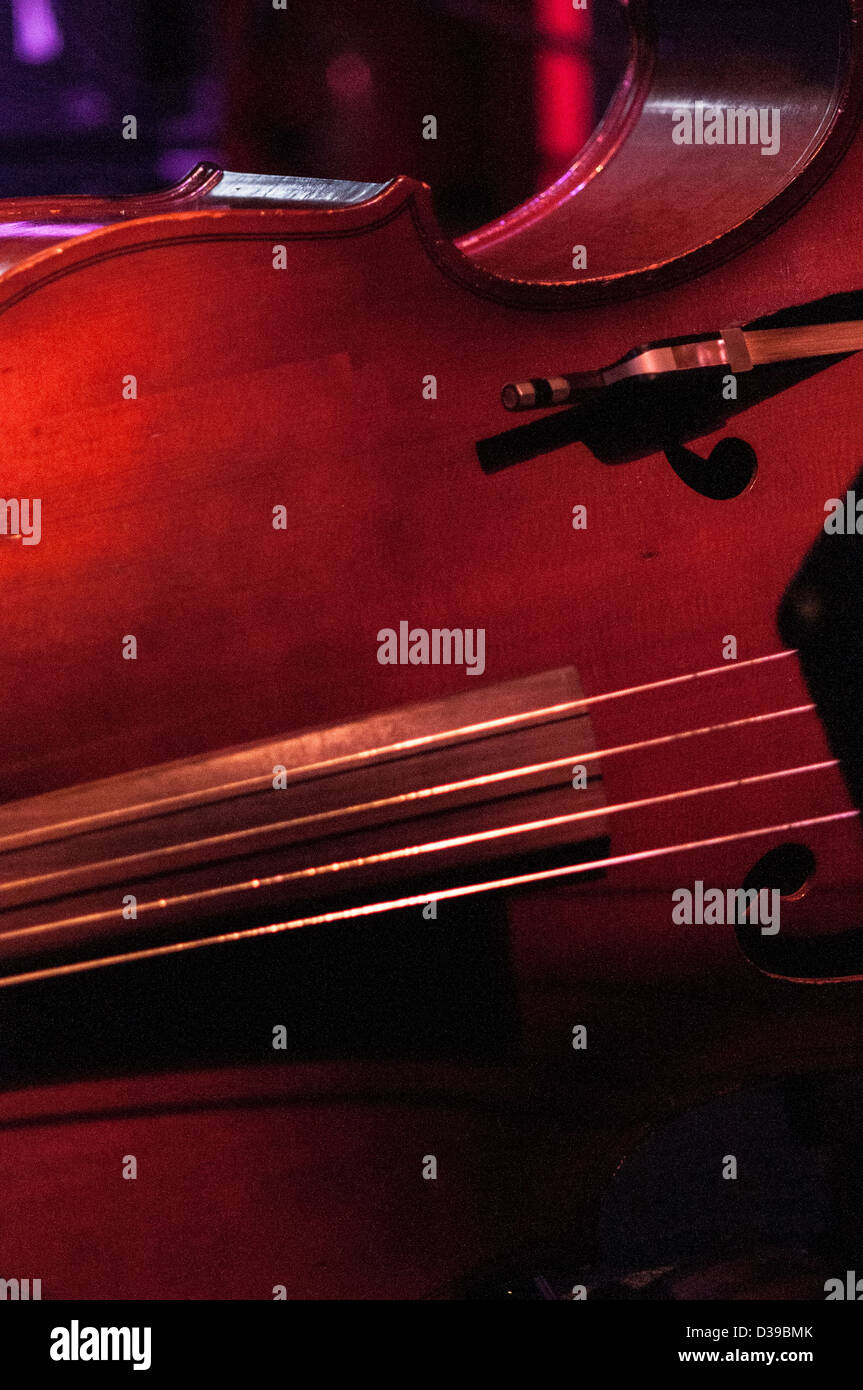 A double bass violin lying on its side Stock Photo Alamy