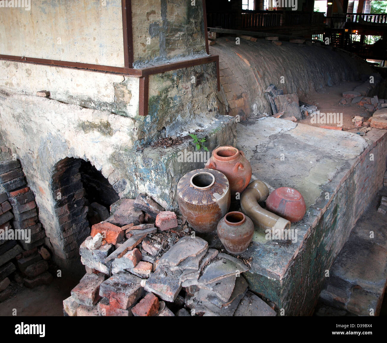 The entrance to an old pottery kiln in the south of Taiwan Stock Photo
