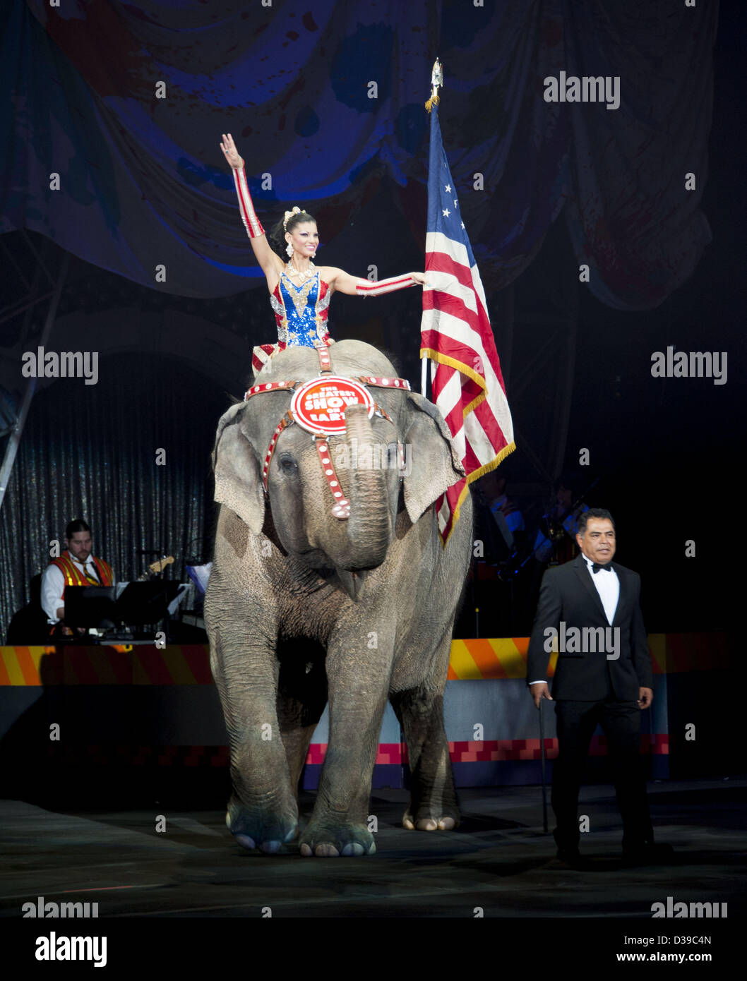 Philadelphia, Pennsylvania, USA. 13th February 2013. A circus performer, during 'The Greatest Show On Earth' , Ringling Bros, Barnum and Bailey circus which was held at the Wells Fargo Center in Philadelphia (Credit Image: Credit:  Ricky Fitchett/ZUMAPRESS.com/Alamy Live News) Stock Photo