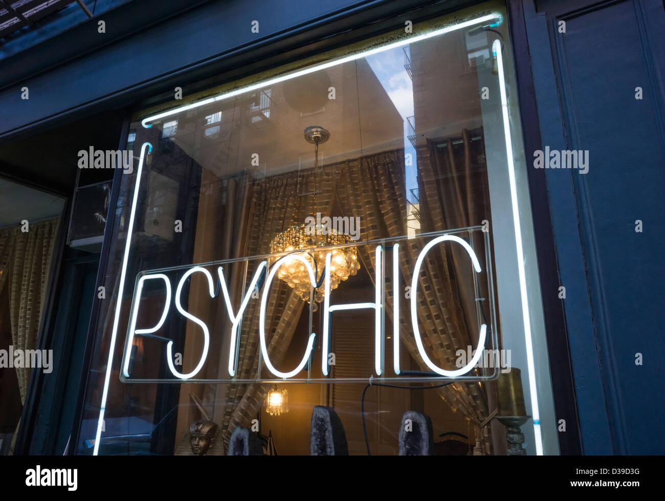 Psychic readings offered at a shop in Chinatown in New York City Stock Photo