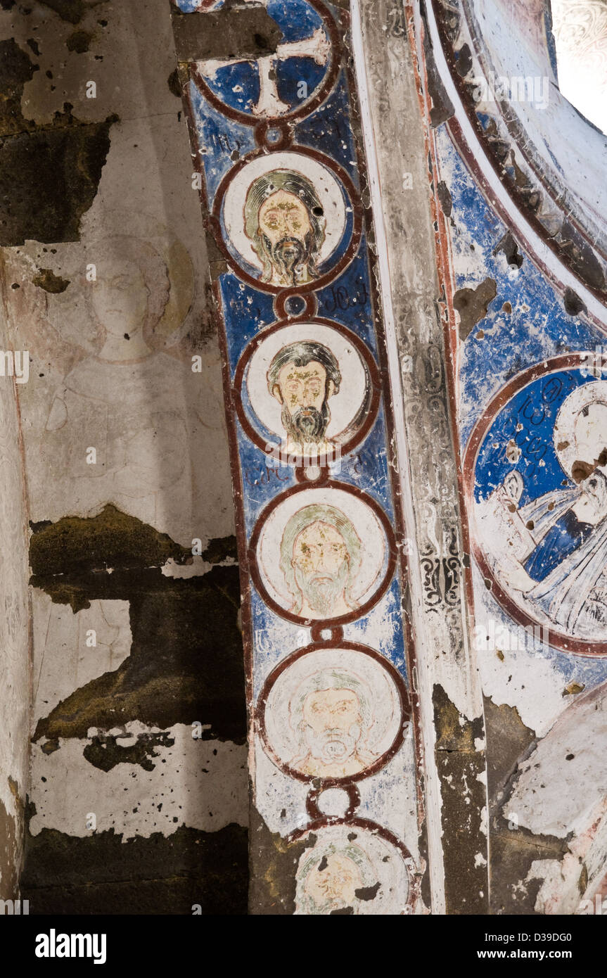 Jesus frescoes in the interior of the medieval church of St Gregory in the ancient Armenian city of Ani, in eastern Turkey. Stock Photo