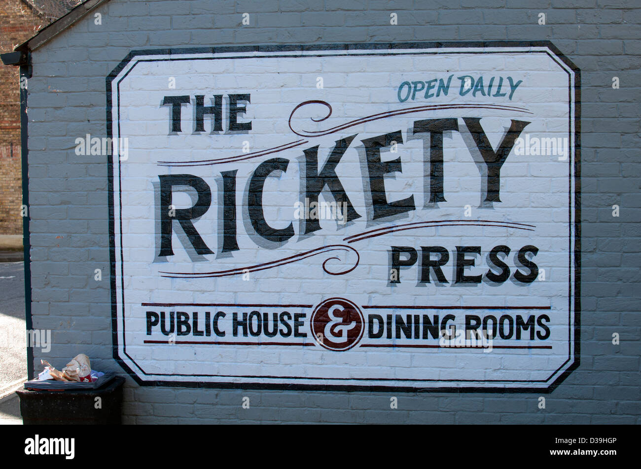 The Rickety Press pub sign, Jericho, Oxford, UK Stock Photo