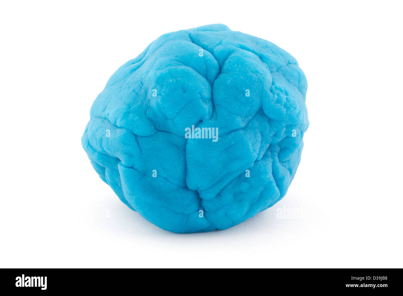 Ball of blue play dough over white Stock Photo