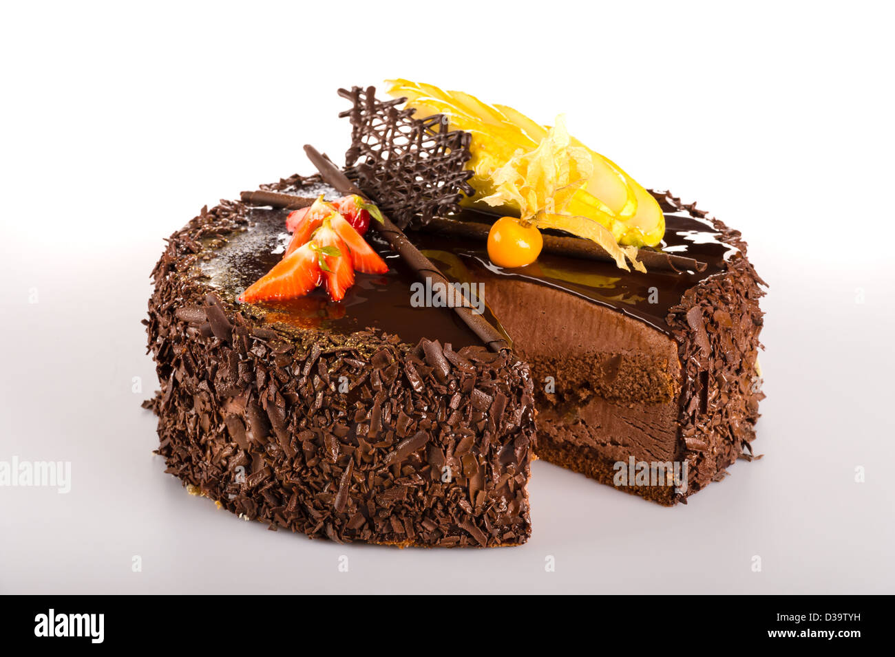 Chocolate cake with fresh strawberry dessert sweet tart Stock Photo - Alamy