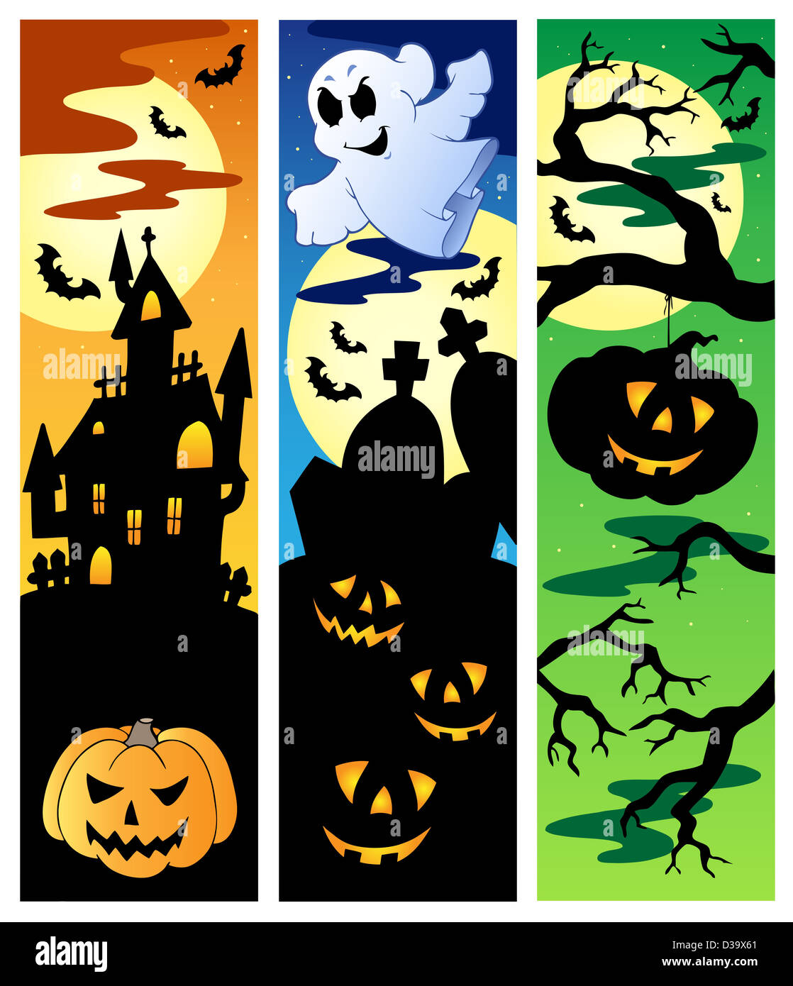 Halloween banners set 5 color illustration Stock Photo Alamy
