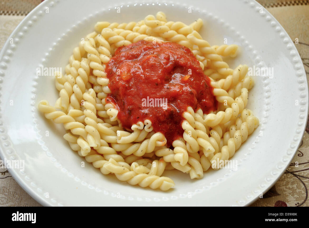 Gemelli with Sauce Stock Photo