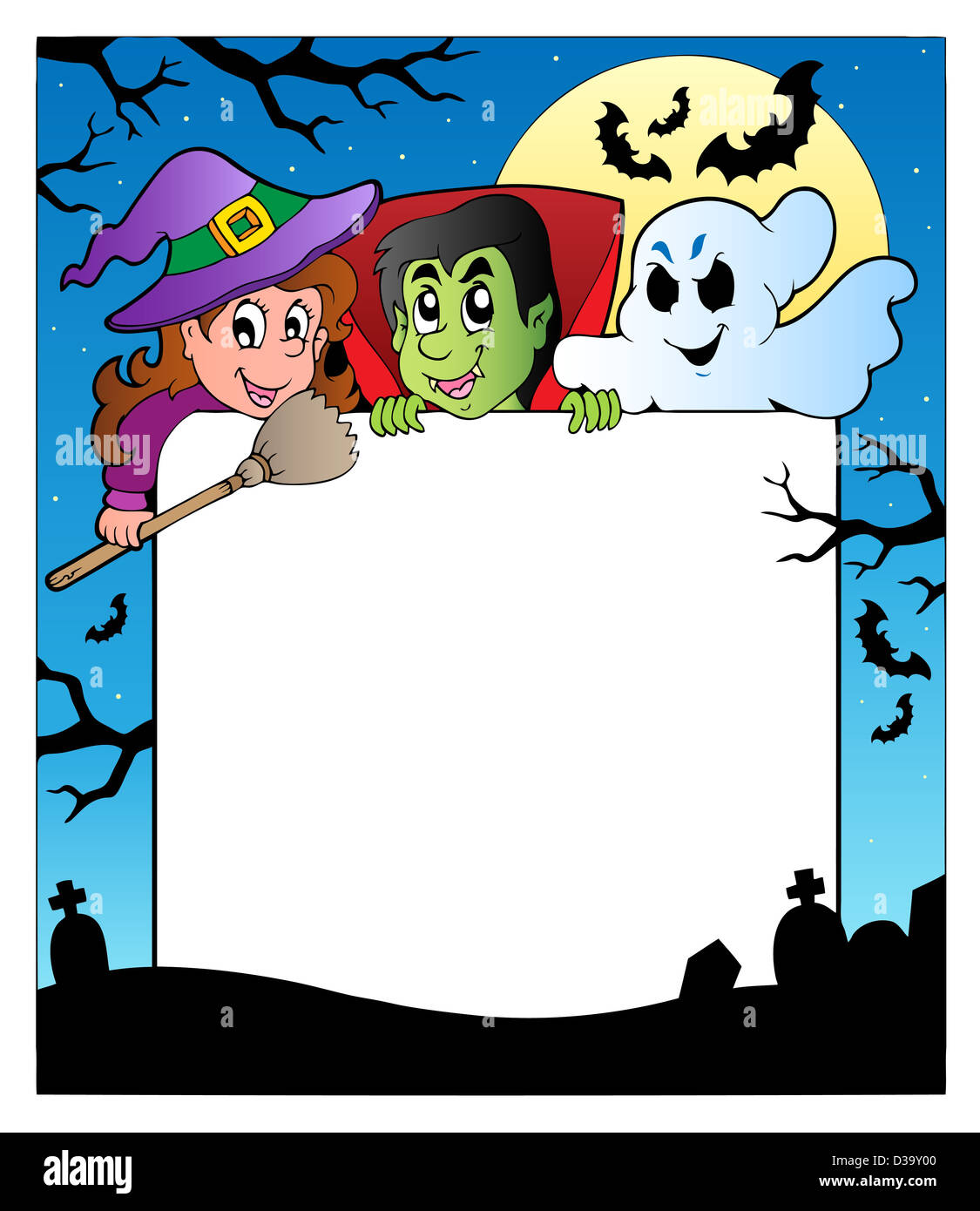 Frame with Halloween characters 2 - color illustration Stock Photo - Alamy