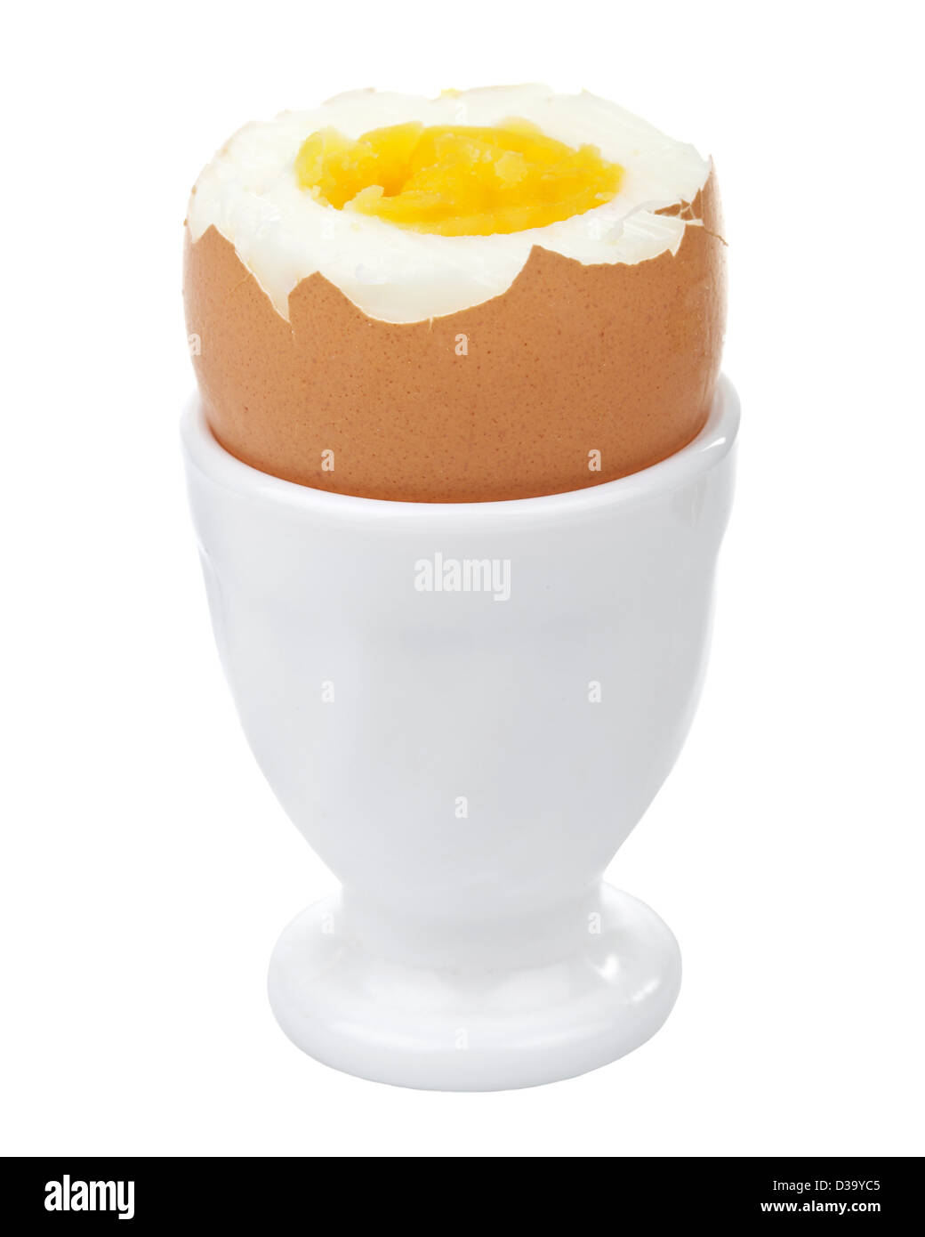 boiled egg in egg cup isolated Stock Photo