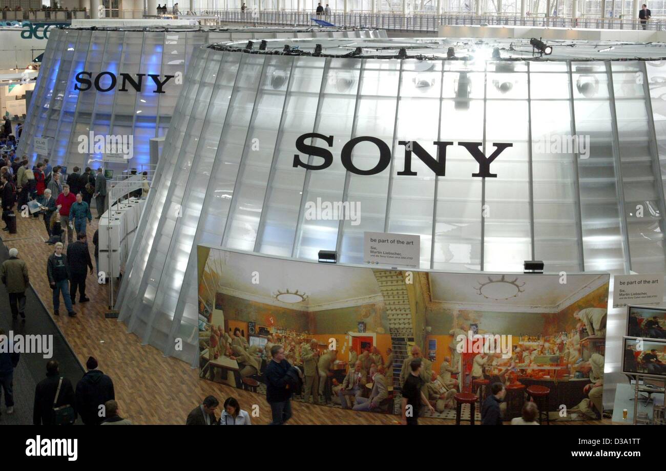 (dpa) - The stand of the telecommunication company Sony at the world's largest computer trade fair CeBIT in Hanover, 17 March 2002. Stock Photo