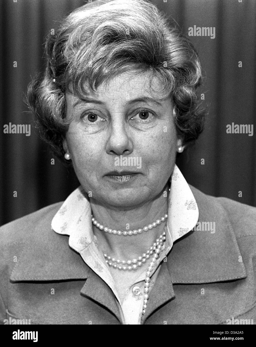 (dpa files) - Uta Ranke-Heinemann, the first female professor of catholic theology in Germany and daughter of the former President Gustav Heinemann, pictured 24 April 1985. In 1987, her professorship was withdrawn by Bishop Franz Hengsbach after a dispute concerning her statement in a TV talk show o Stock Photo