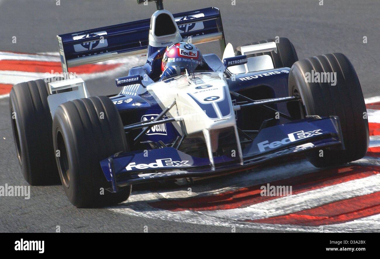 (dpa) - Colombian formula 1 pilot Juan Pablo Montoya (BMW Williams) races on the Magny Cours in France, 20 July 2002. Stock Photo