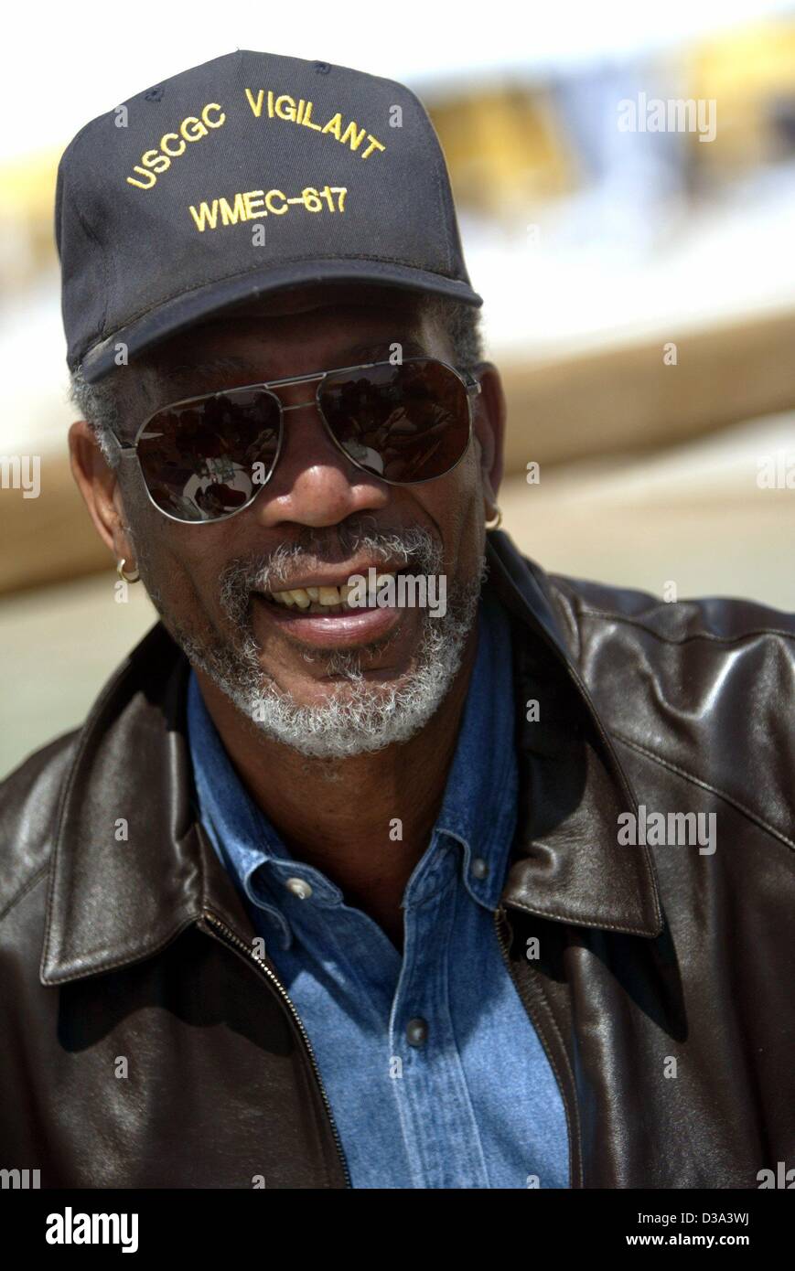 (dpa) - American actor Morgan Freeman, pictured at the 55th Film Festival in Cannes, May 2002. 'Driving Miss Daisy', 'Glory', 'Along came a Spider' and 'Seven' are some of the famous movies Freeman starred in. Stock Photo