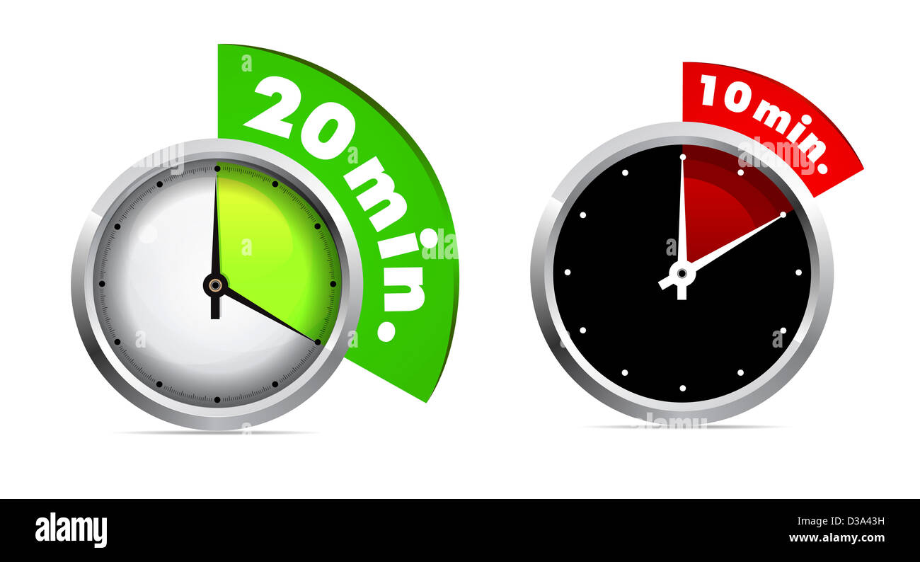 Set of 10 and 20 minutes timer. Vector illustration. Easy ro edit Stock  Photo - Alamy