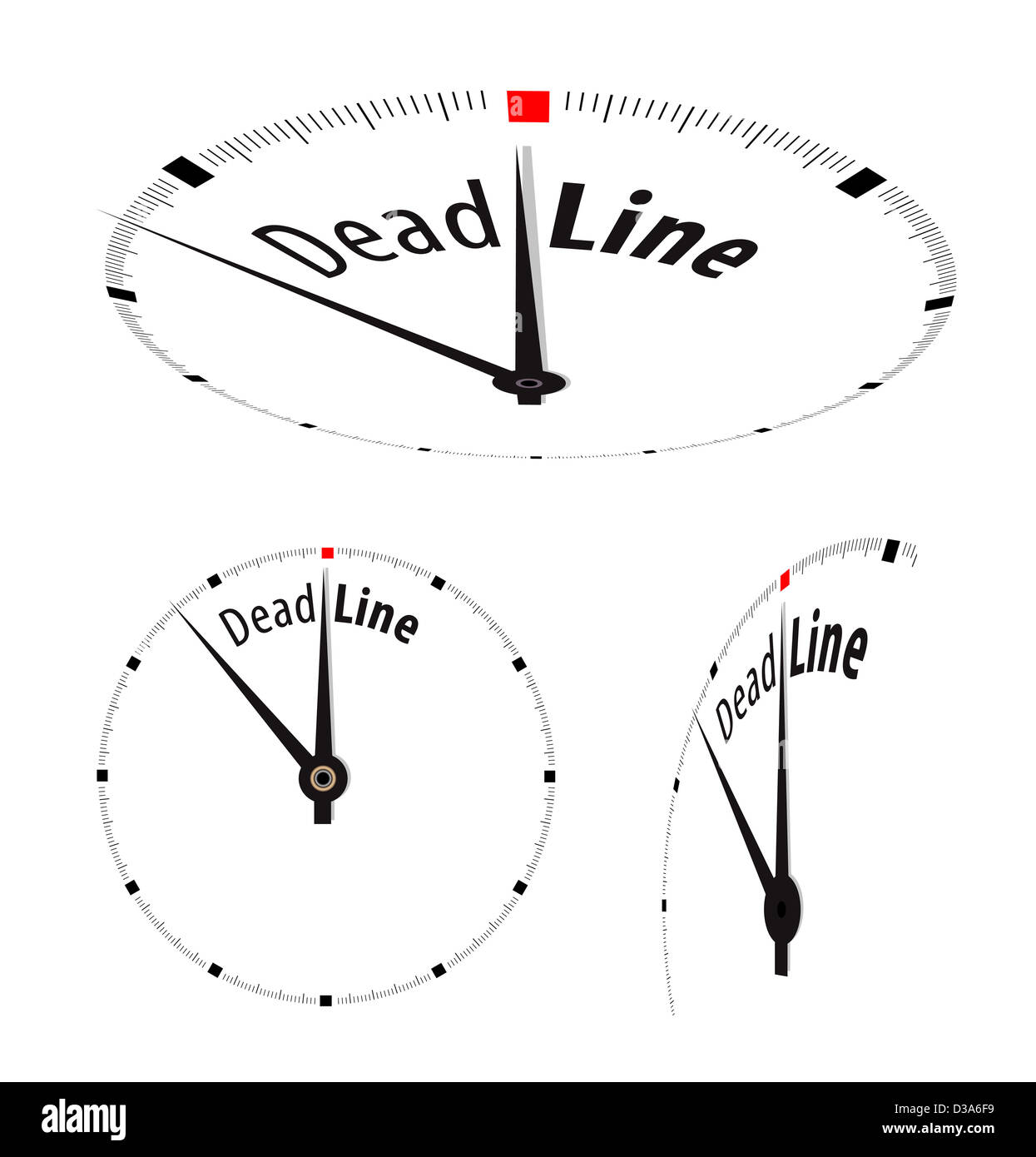 White clock with word Deadline on its face. Vector illustration Stock Photo