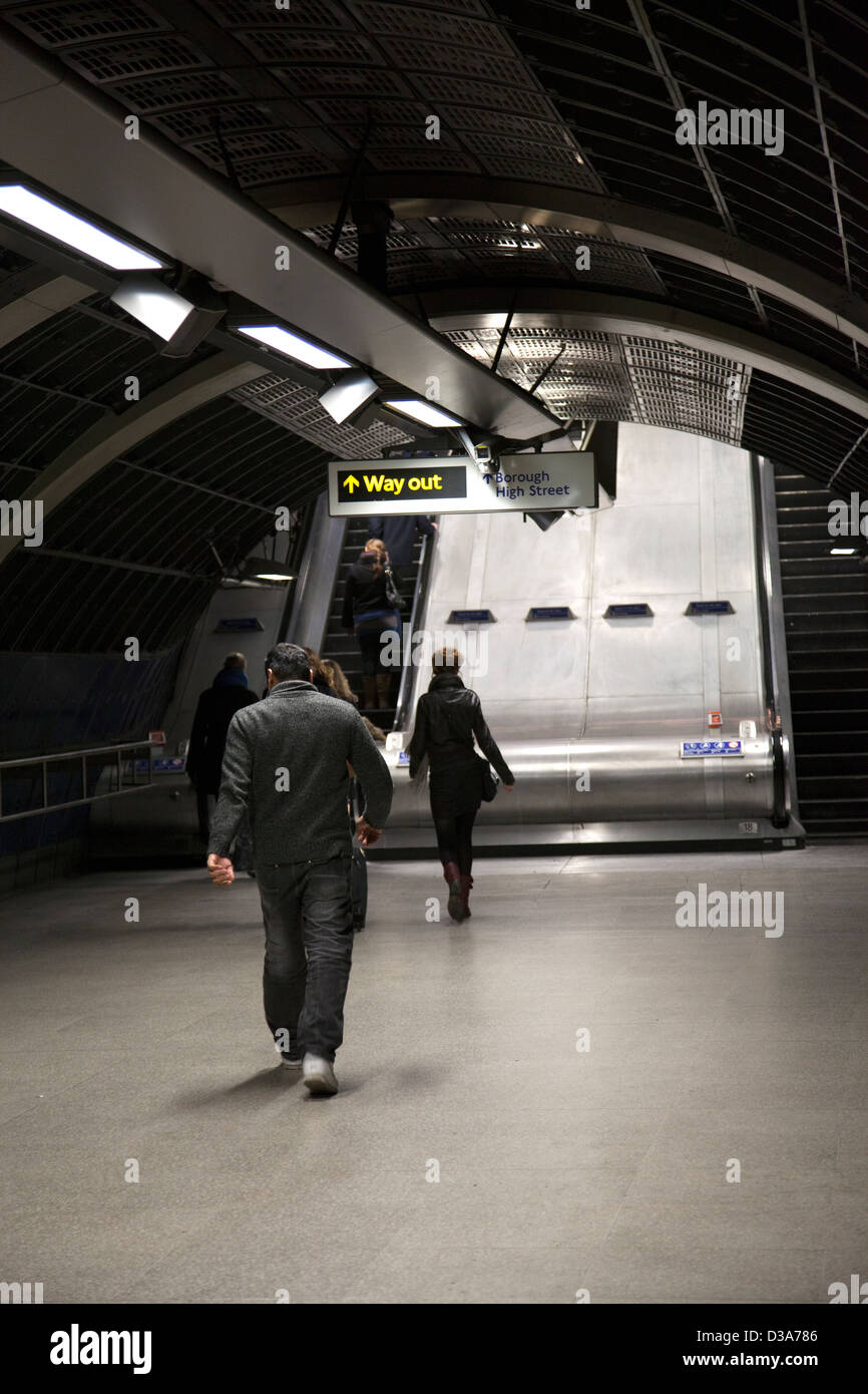 Underground Way Out Escalators at London Bridge Stock Photo