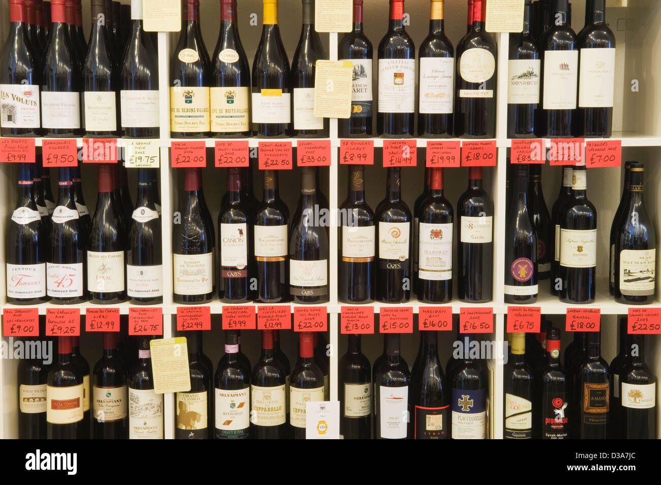 Bottles of wine on shelves in a specialist wine shop Stock Photo Alamy