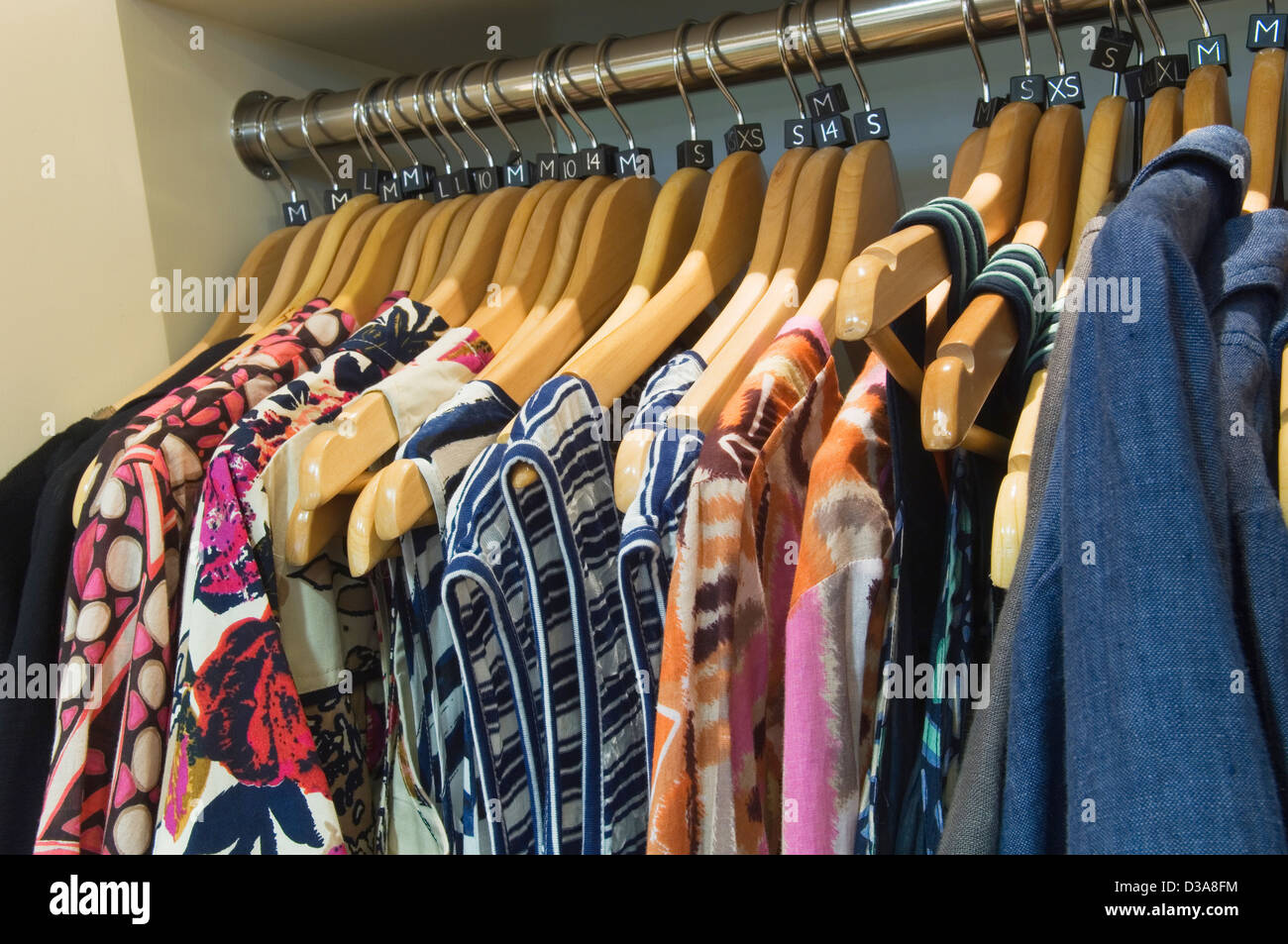 Rack of ladies clothing in a clothes shop in Kirkwall, Orkney Islands,  Scotland Stock Photo - Alamy