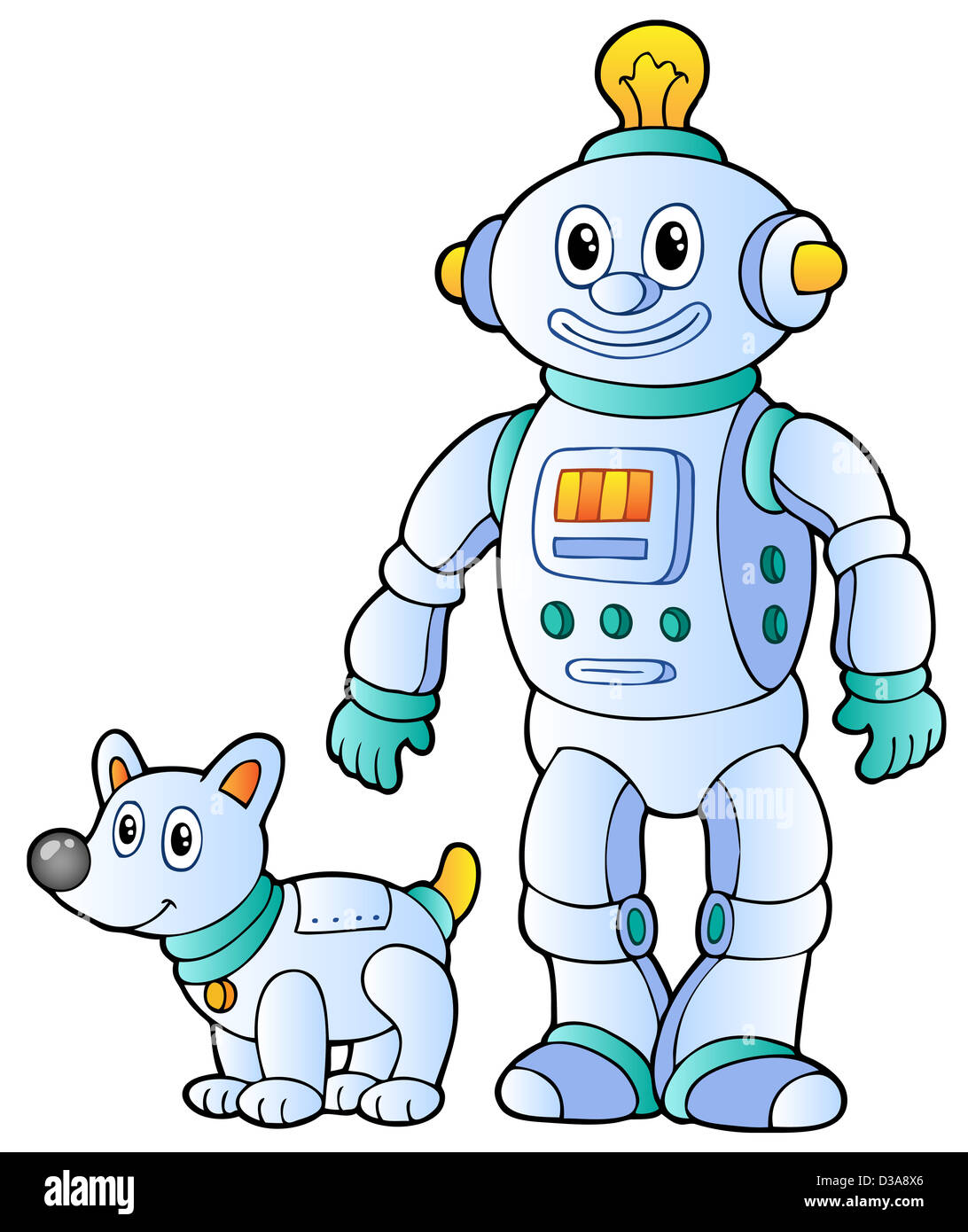 Cartoon retro robot 2 - picture illustration Stock Photo - Alamy