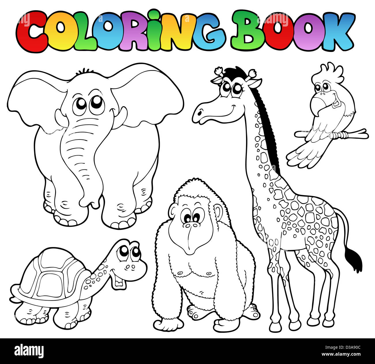 Coloring book tropical animals 2 - picture illustration. Stock Photo
