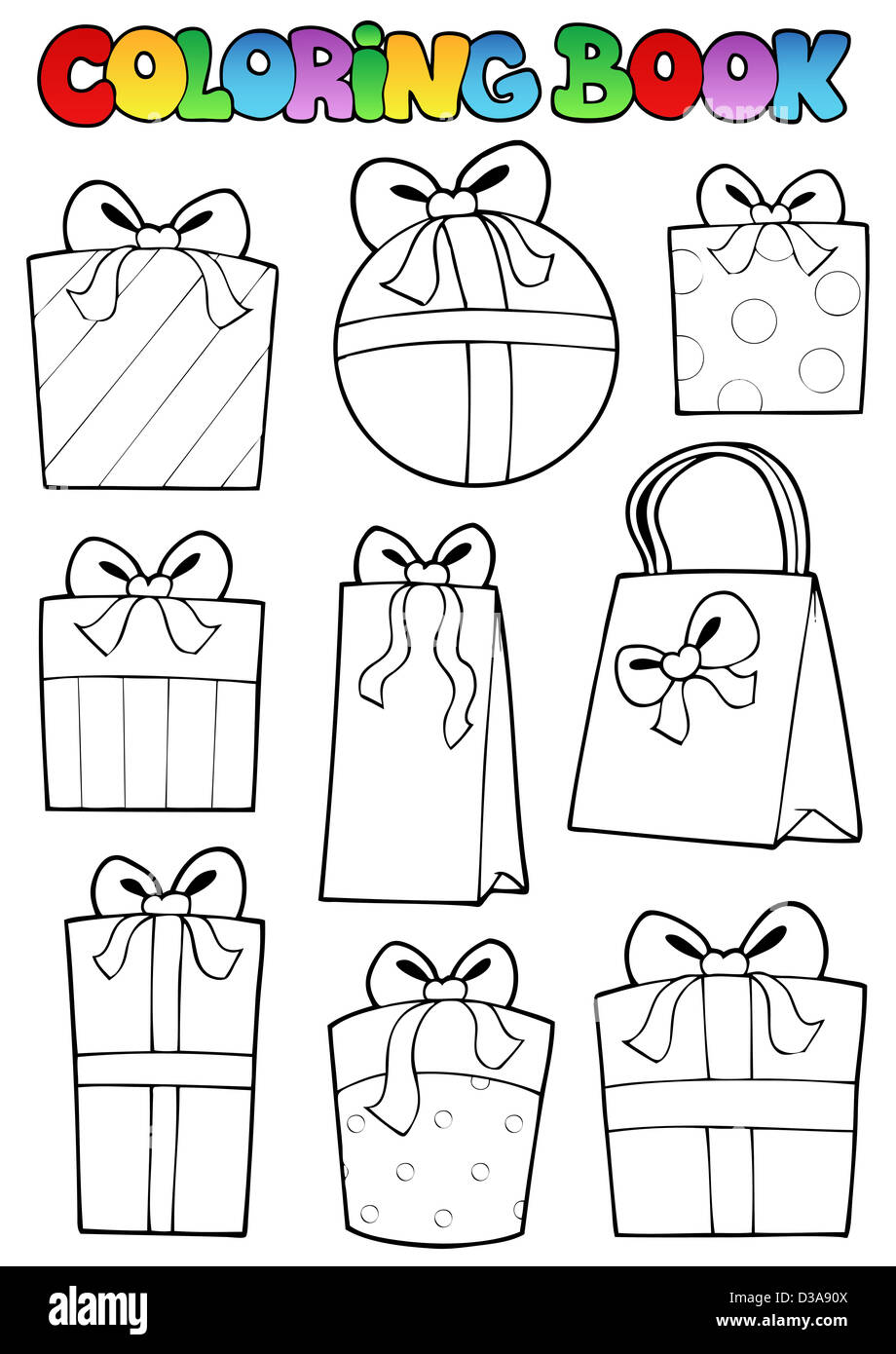 Color Book Present Coloring book various gifts - picture illustration Stock Photo - Alamy