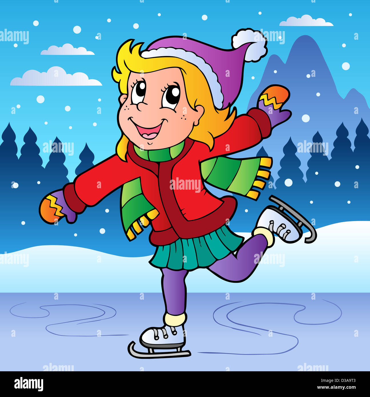 Skating ice sport cartoon hi-res stock photography and images - Alamy