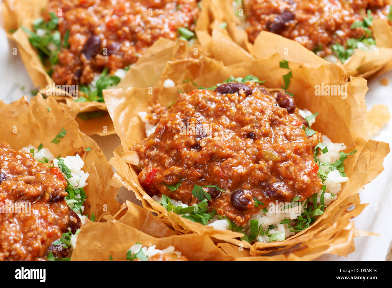 Fresh tasty food prepared to be sold in a fast food restaurant Stock Photo