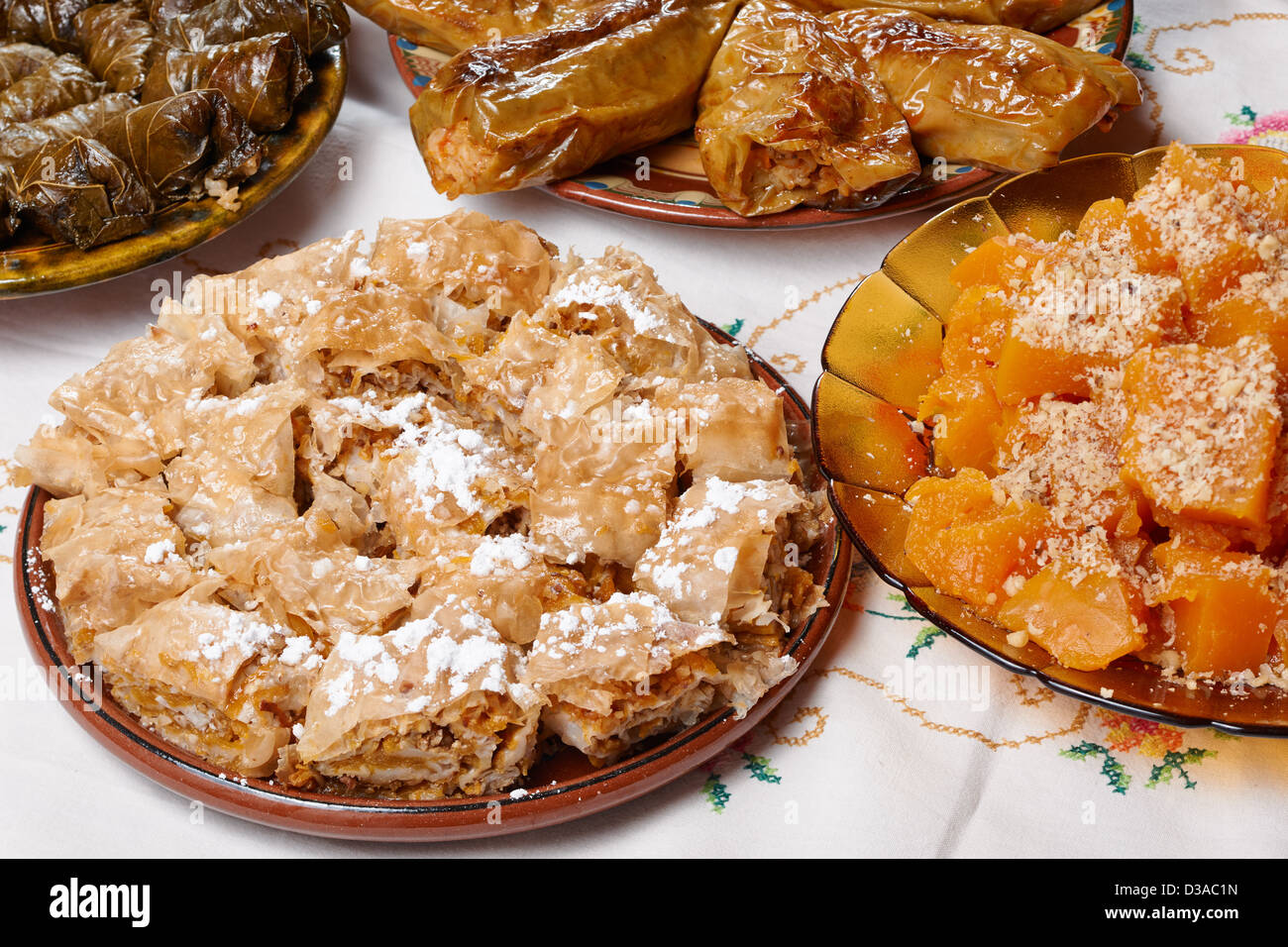 Traditional Bulgarian Christmas vegetarian food tikvenik on holiday ...