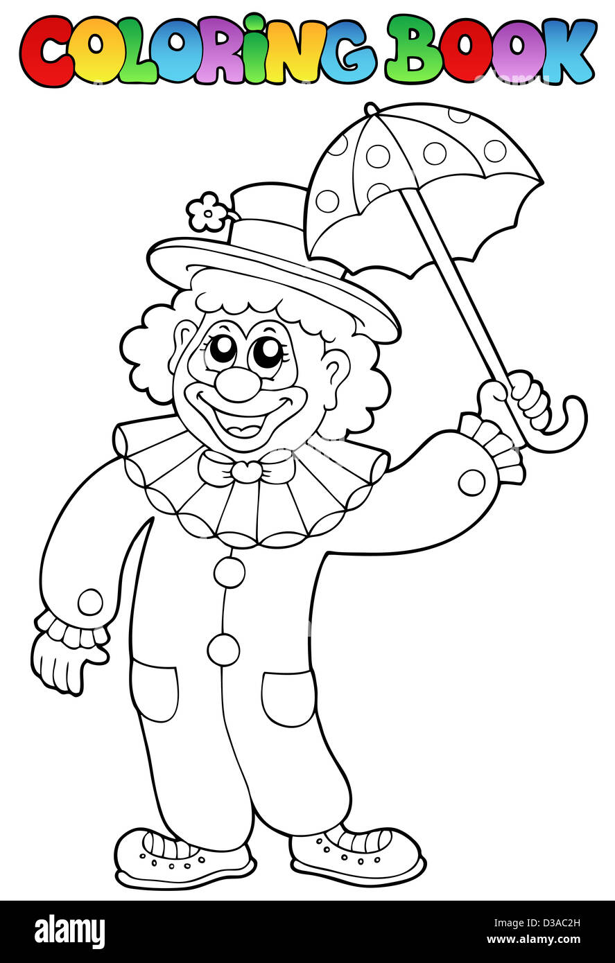 Coloring book with happy clown 6 - picture illustration Stock Photo - Alamy