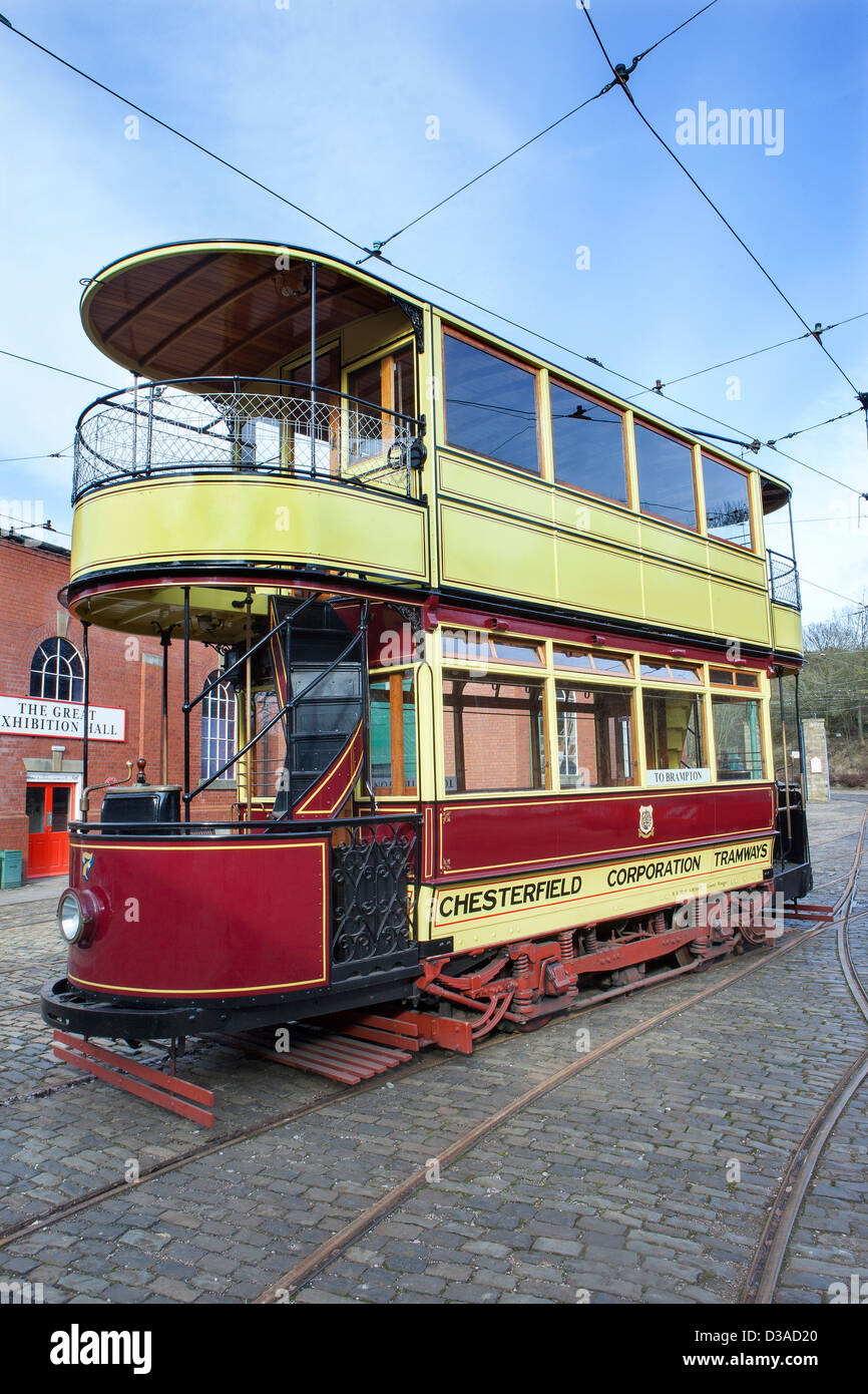1904 No.7 Chesterfield Corporation Tram which ran between Brampton and Whittington In Chesterfield Derbyshire Stock Photo