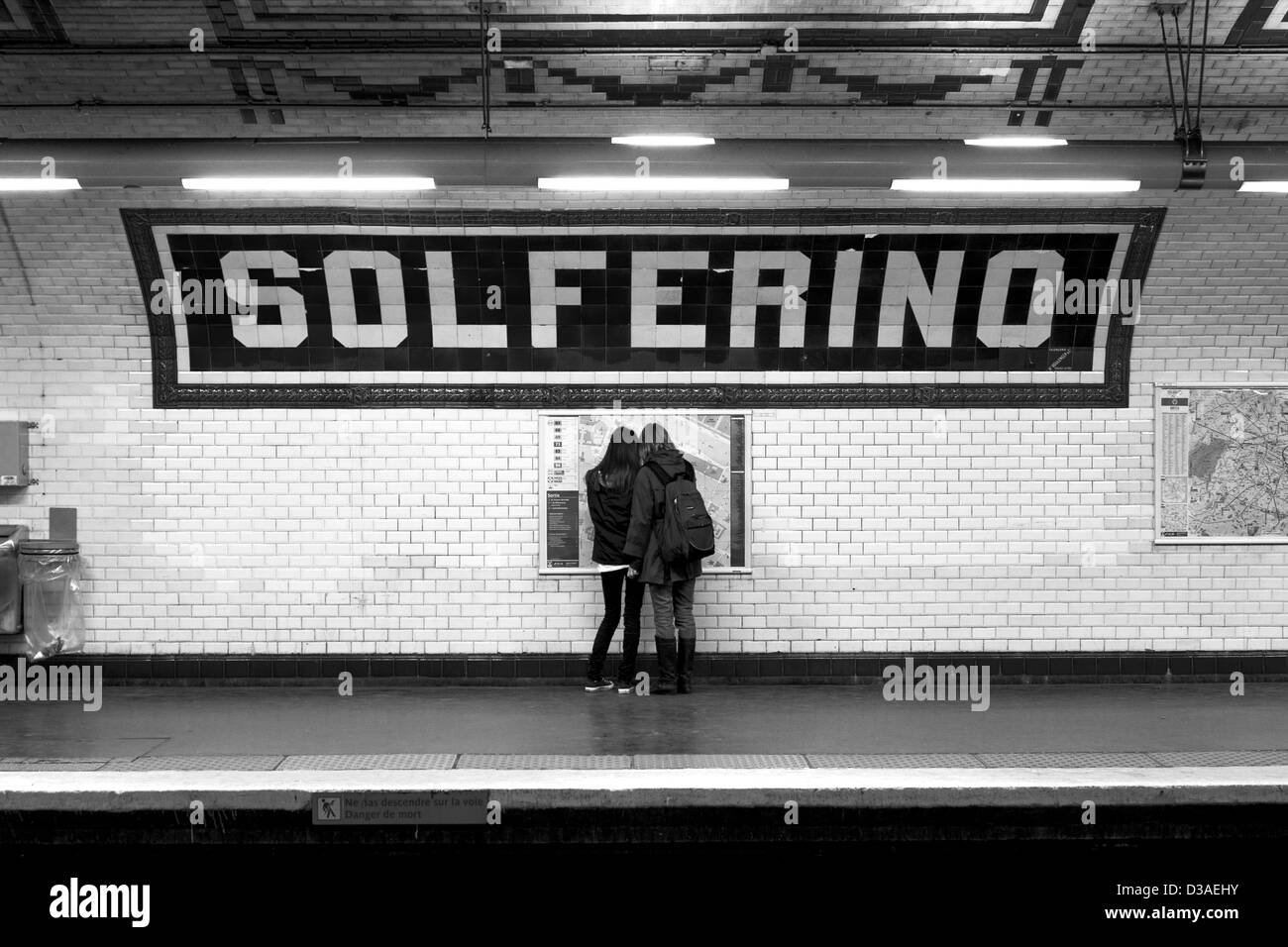 Solferino stop on the Paris Metro. Stock Photo