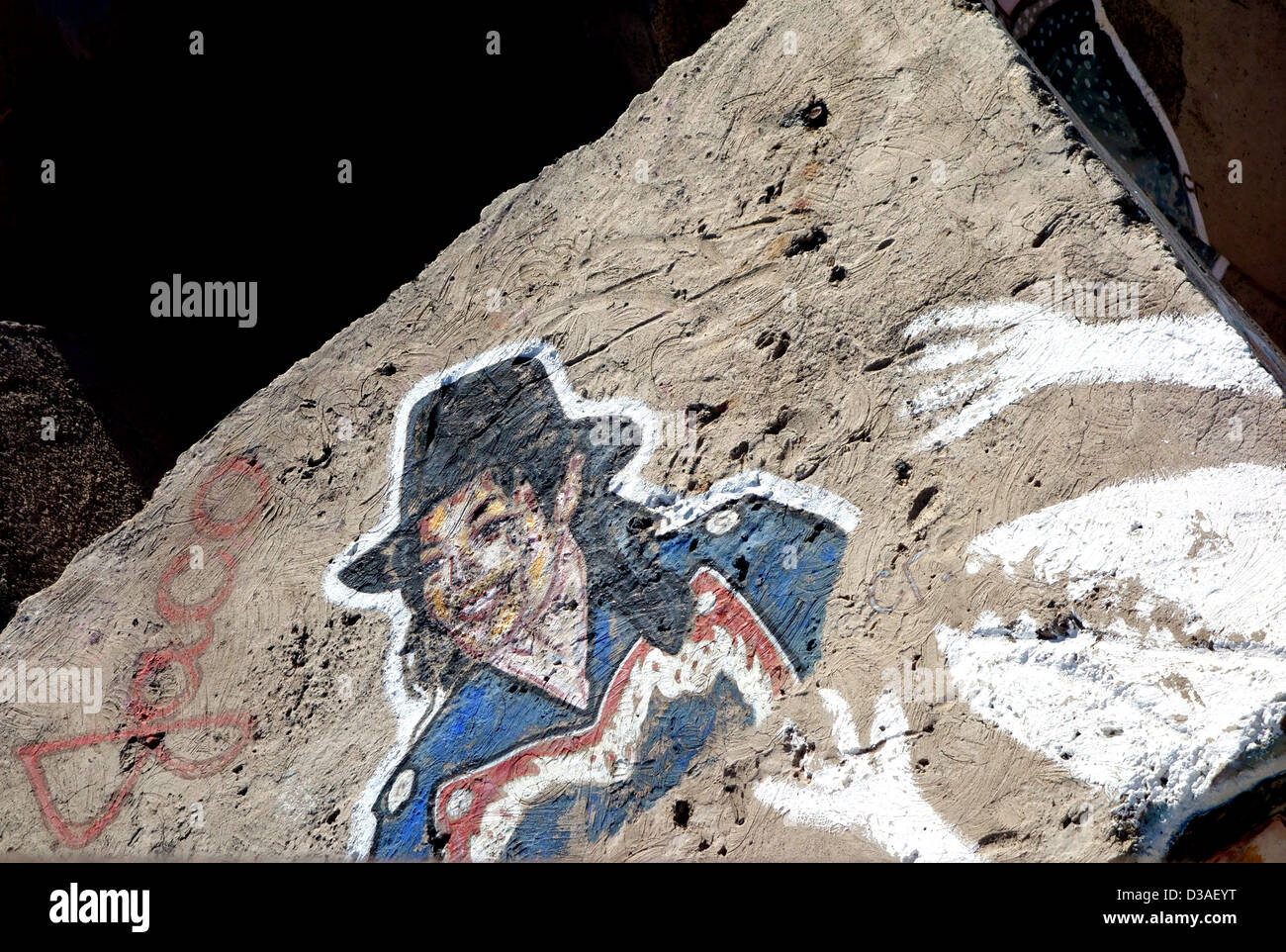 Portrait of Michael Jackson on rock in harbour, Santa Cruz de Tenerife, Canary Islands Stock Photo