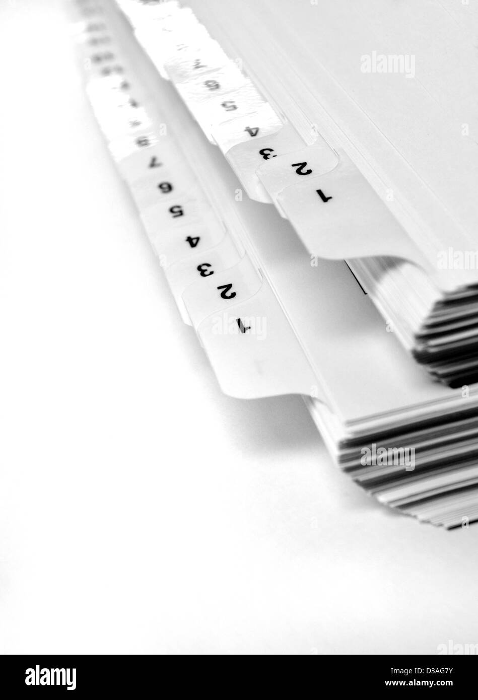 White file number tabs isolated on background Stock Photo
