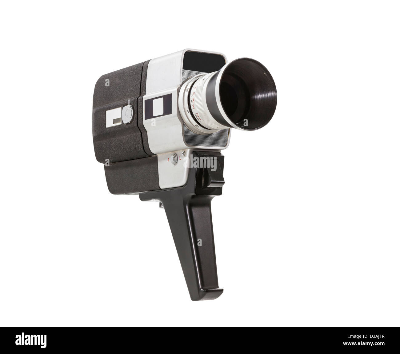 Vintage super 8 film camera isolated with clipping path. Stock Photo