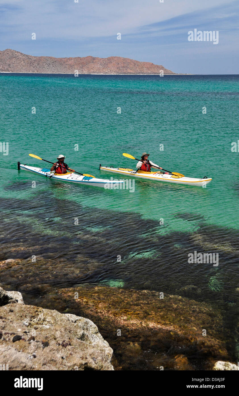 Sea kayaking in the Sea of Cortez, Baja California, Mexico Stock Photo