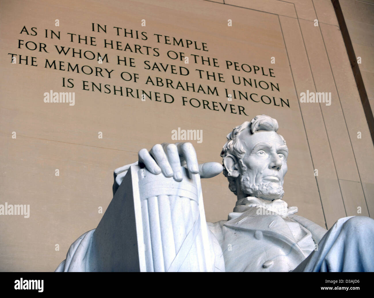 Abraham Lincoln 16th President of the United States of America, Lincoln Memorial, Gettysburg Address, Union ending slavery, USA Stock Photo