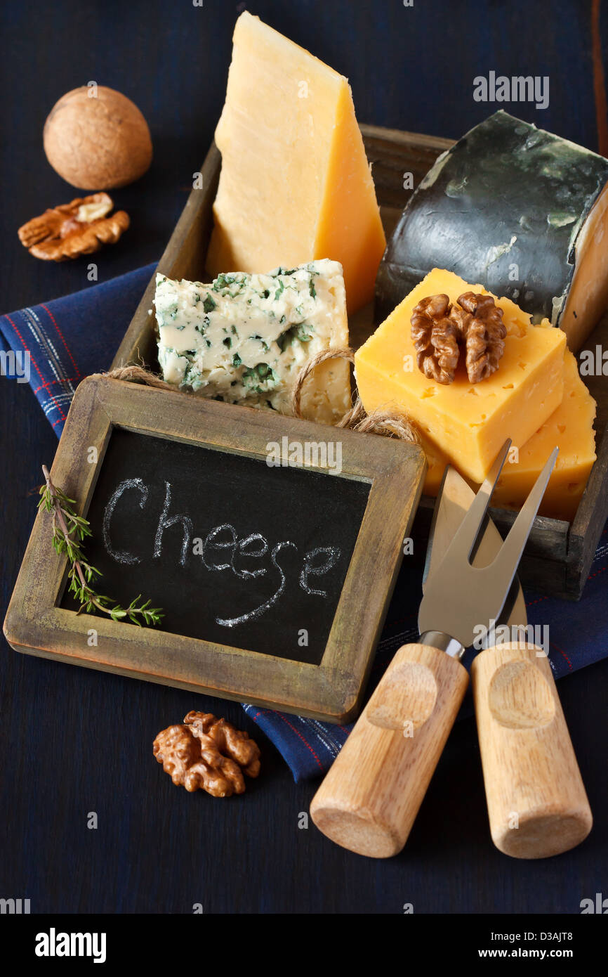 Composition with various types of cheese and nuts Stock Photo Alamy