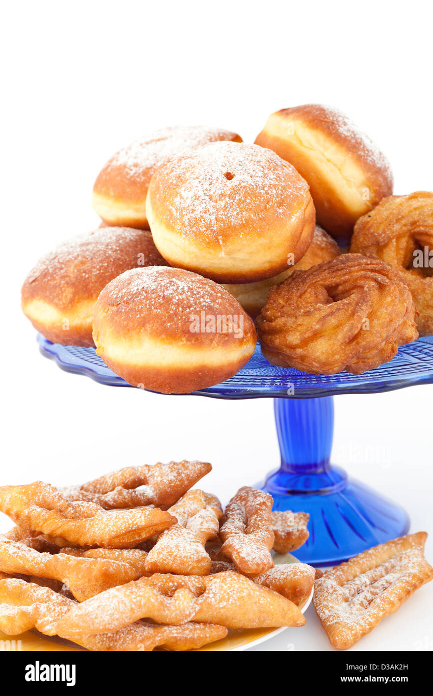 doughnut and pastry straws on white background Stock Photo