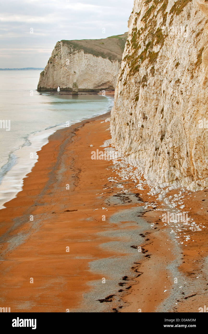 A view of Swyre Head and Bat's Head on the Jurassic Coast in Dorset UK photographed just before sunset in January Stock Photo